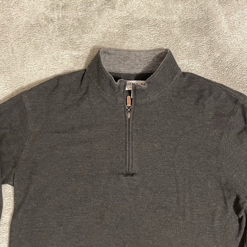Mizzen Main Sweater Men Medium Gray Pullover Quarter Zip Performance Long Sleeve